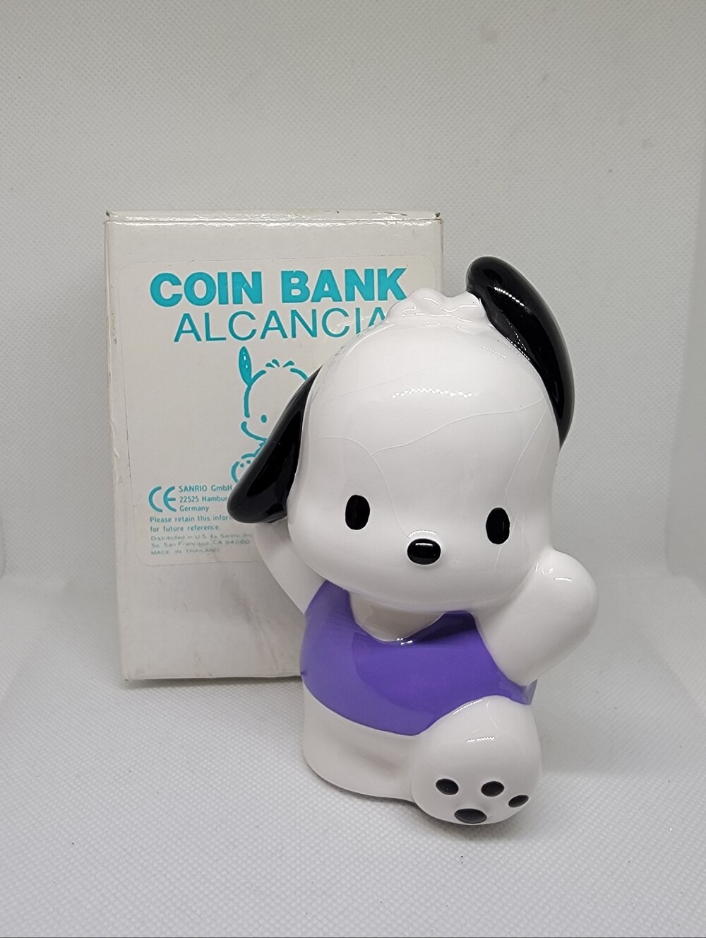 *RARE* VINTAGE 1994 Sanrio POCHACCO 6" Ceramic Coin Bank NEW/UNUSED!